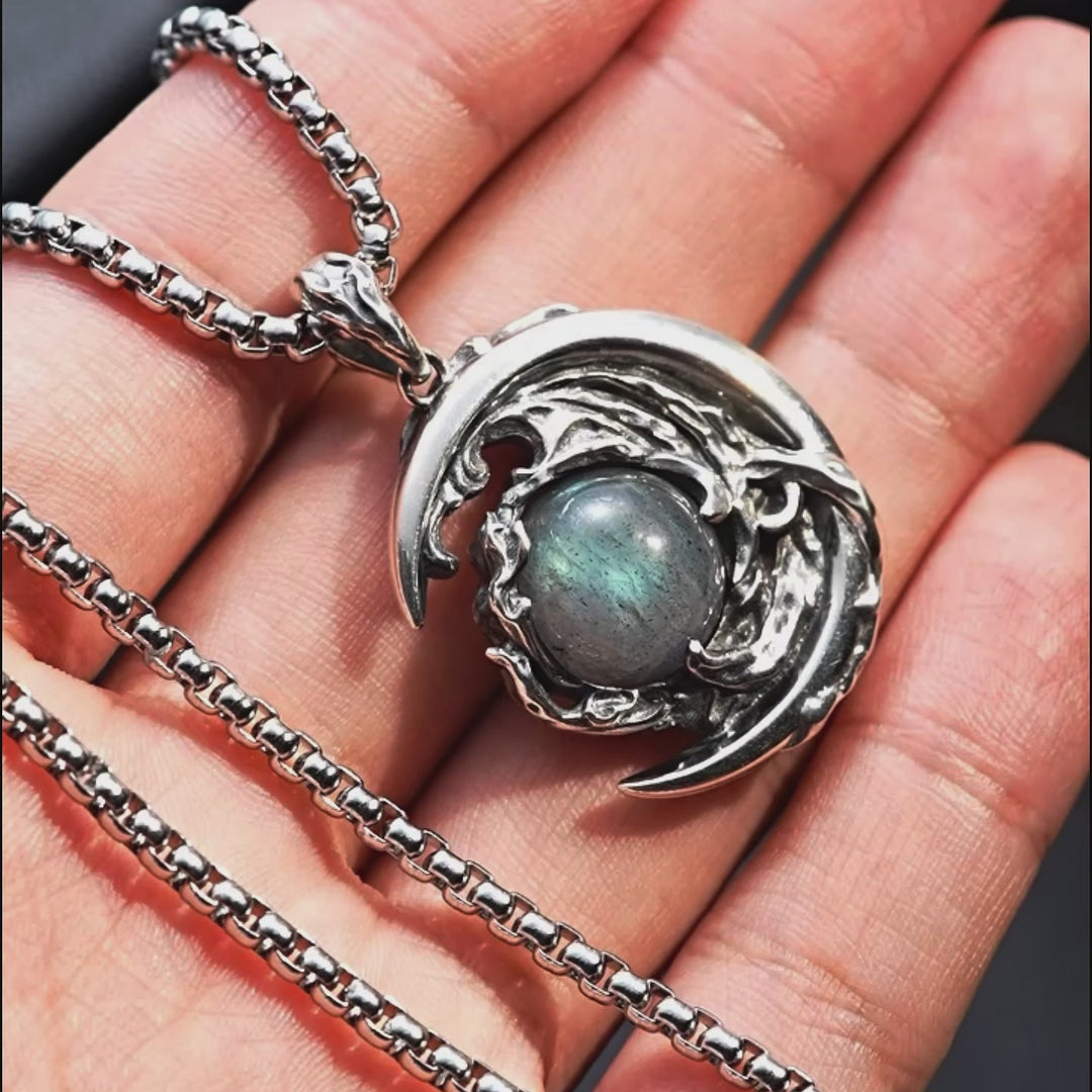 Vintage Lunar Sentinel Labradorite Pendant