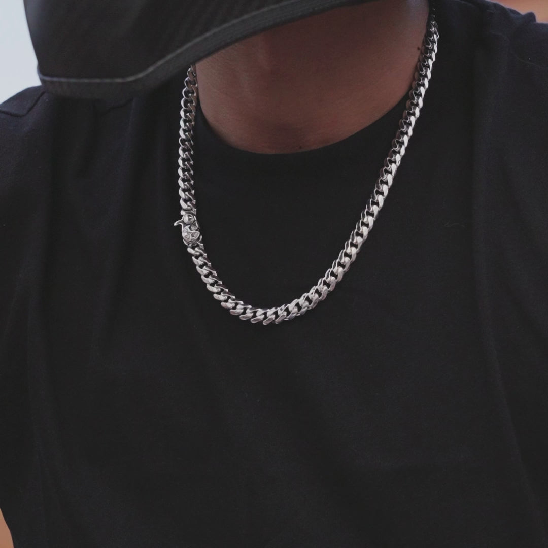 8mm Miami Cuban Link Chain w / Cross Clasp