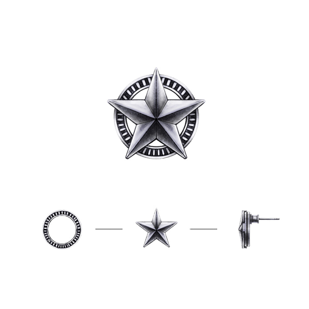 IDEAGEMER Sterling Silver Pentagram Stud Earrings