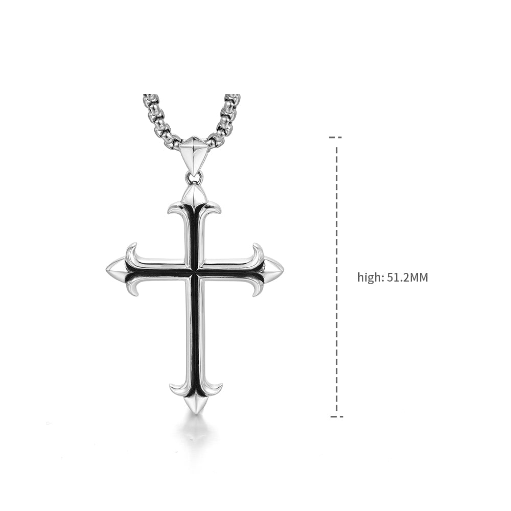 IDEAGEMER Cross Sterling Silver Necklace Trend Pendants