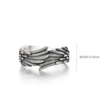 IDEAGEMER Angel Wings Sterling Silver Rings