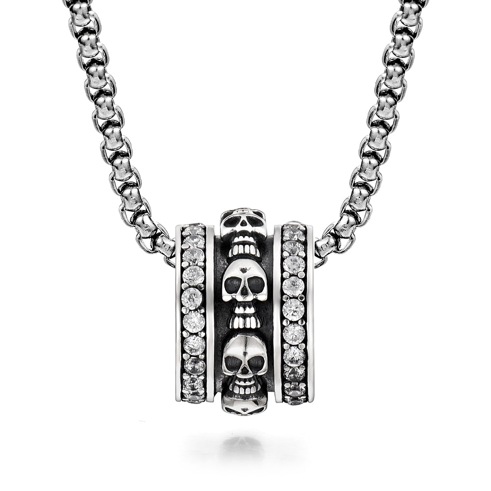IDEAGEMER Sterling Silver Skull Necklace Pendants