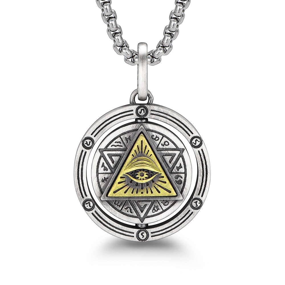 IDEAGEMER Eye of God Sterling Silver Rotatable Pendants