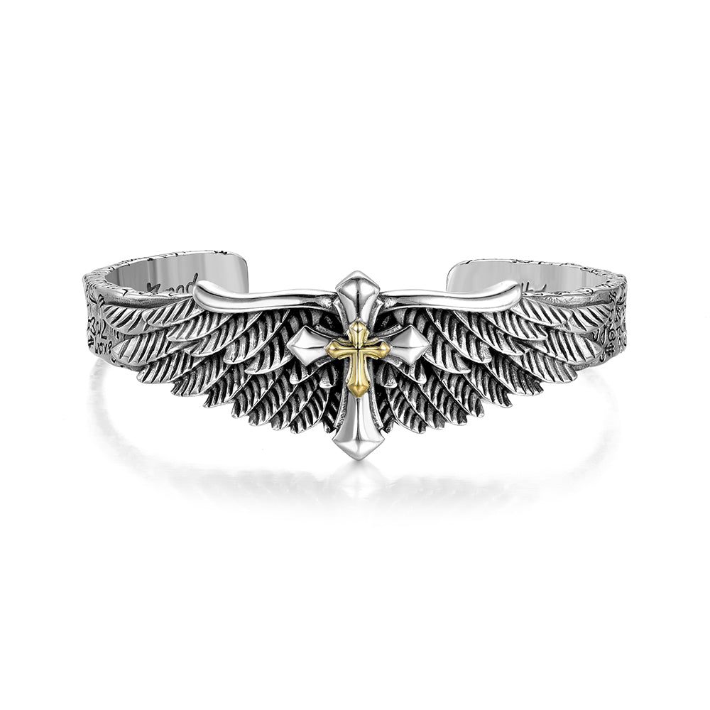 IDEAGEMER Angel Cross Sterling Silver Bracelets