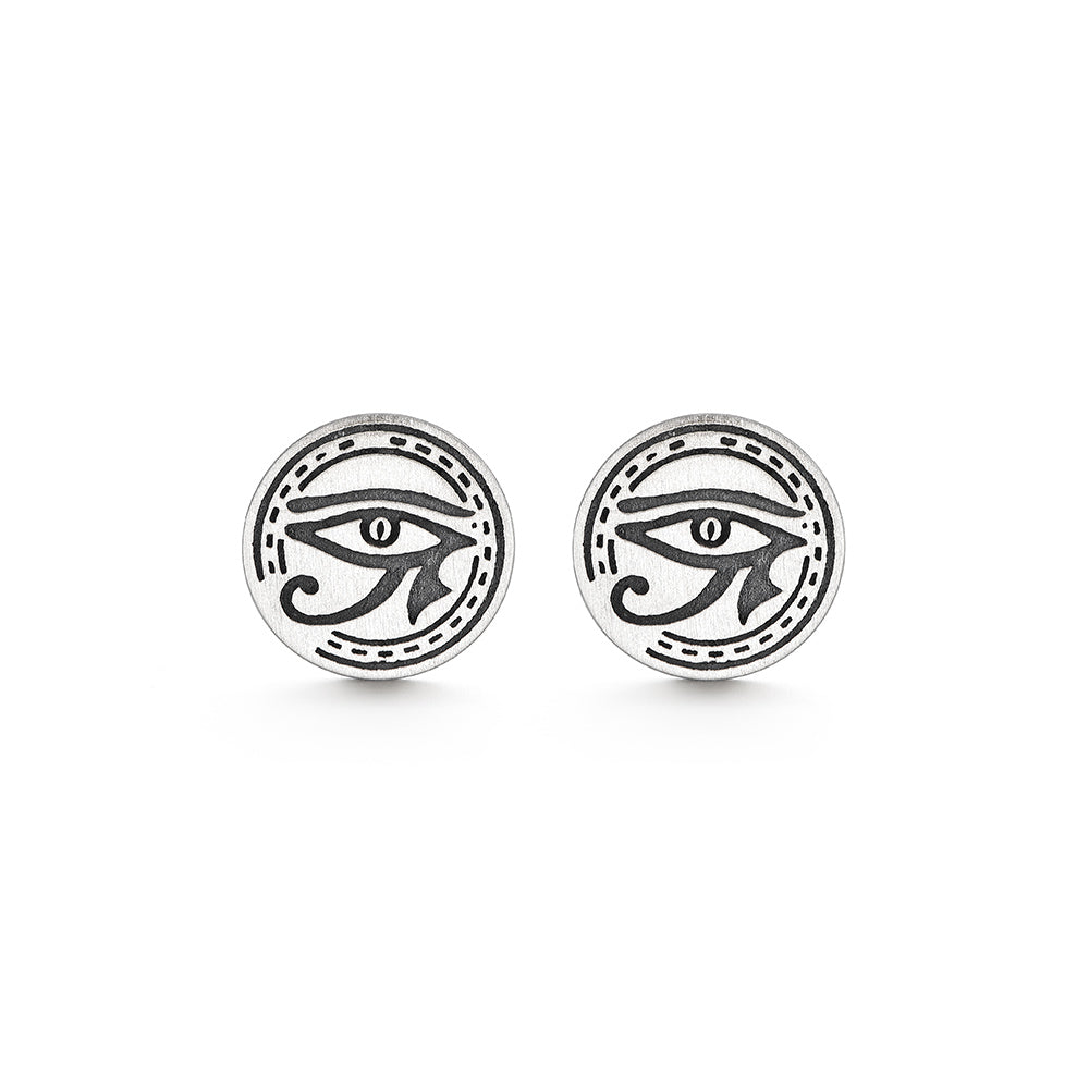 IDEAGEMER Eye Of Horus Sterling Silver Stud Earrings