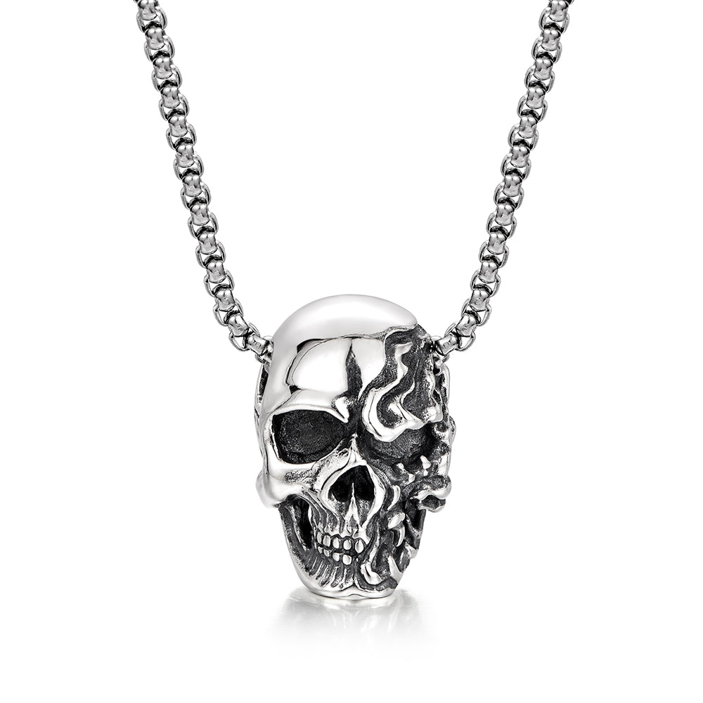 IDEAGEMER Sterling Silver Vintage Skull Necklace Pendants