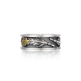 IDEAGEMER Feather Vintage Sterling Silver Rings