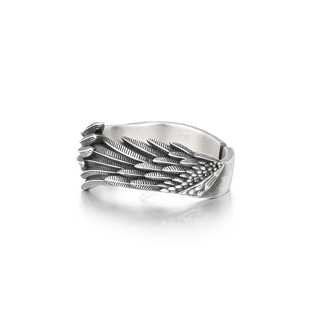 IDEAGEMER Angel Wings Sterling Silver Rings