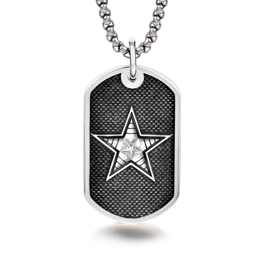 IDEAGEMER Vintage Sterling Silver Pentagram Military Badge Pendants