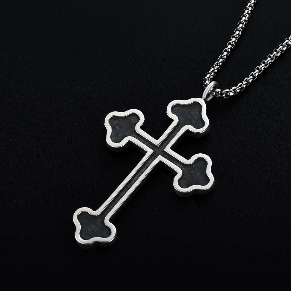 IDEAGEMER Sterling Silver Cross Necklace Simple Pendants