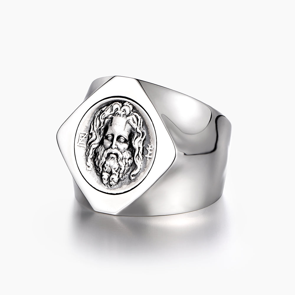IDEAGEMER Sterling Silver Poseidon Vintage Rings