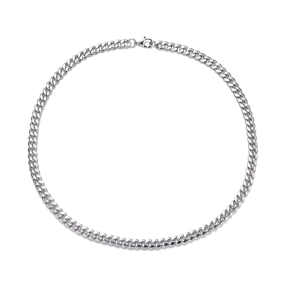 Sterling Silver Cuban Necklaces-8MM