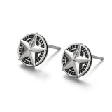 IDEAGEMER Sterling Silver Pentagram Stud Earrings