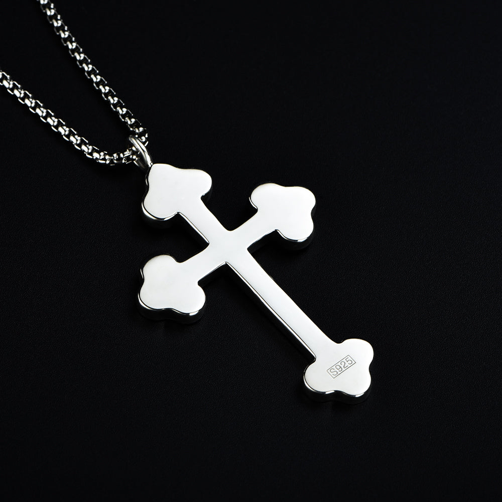 IDEAGEMER Sterling Silver Cross Necklace Simple Pendants