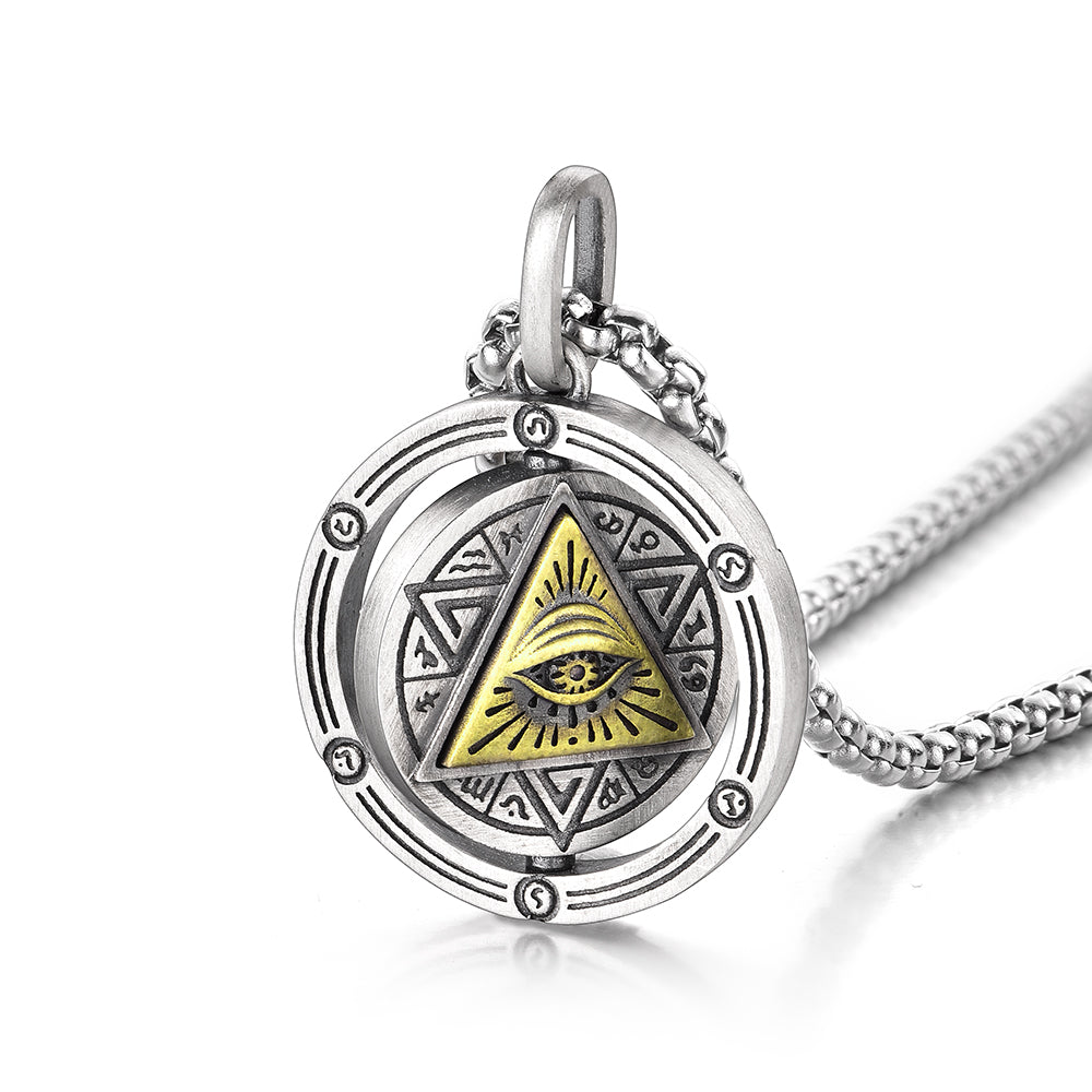 IDEAGEMER Eye of God Sterling Silver Rotatable Pendants