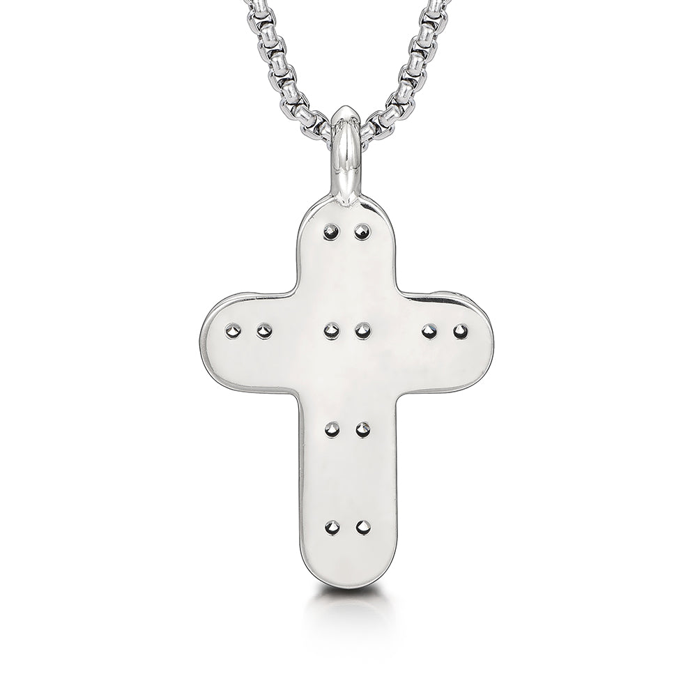 IDEAGEMER Smiley Sterling Silver Cross Necklace Pendants