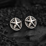 IDEAGEMER Sterling Silver Pentagram Stud Earrings