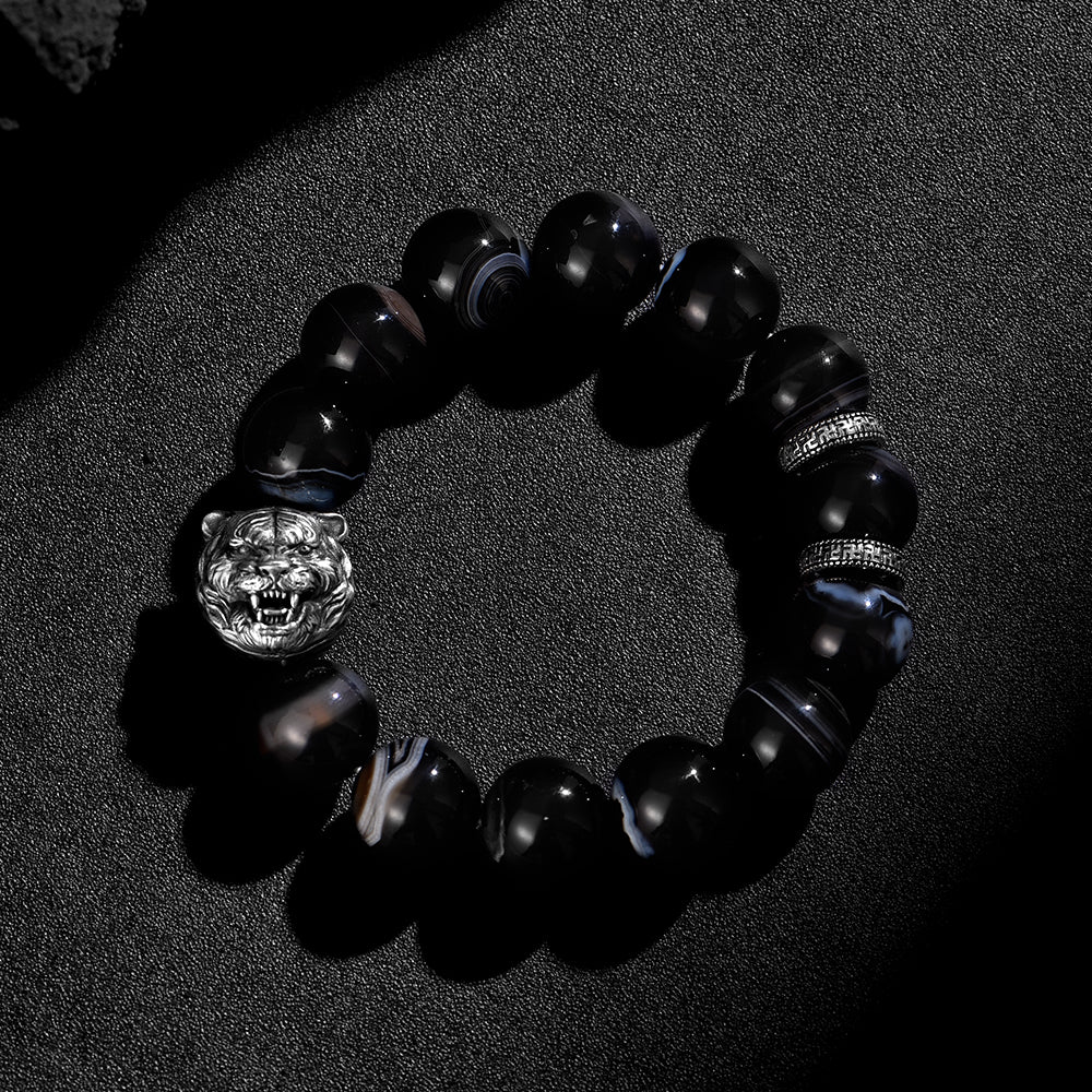 Sterling Silver Obsidian Tiger Bracelets