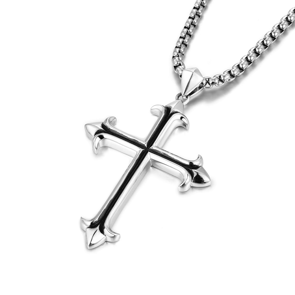 IDEAGEMER Cross Sterling Silver Necklace Trend Pendants