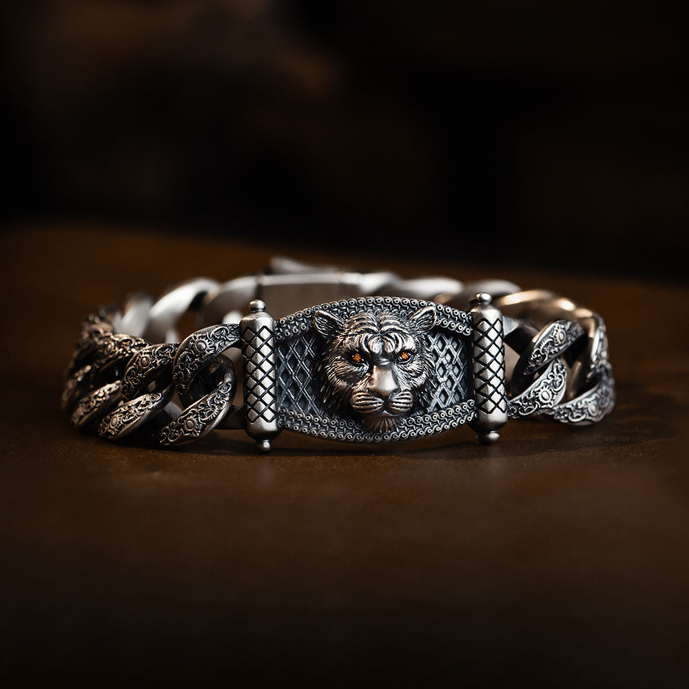 IDEAGEMER Lion Sterling Silver Bracelets