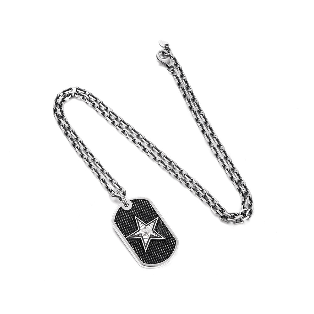 IDEAGEMER Vintage Sterling Silver Pentagram Military Badge Pendants