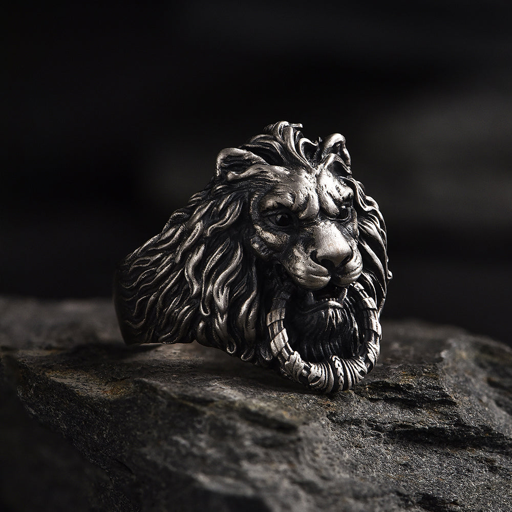 IDEAGEMER Original Sterling Silver Lion King Rings