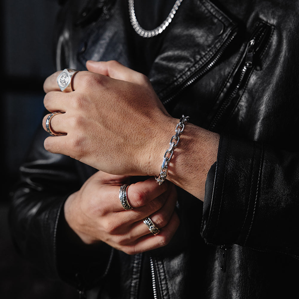 IDEAGEMER Hip Hop Light Luxury Sterling Silver Bracelets