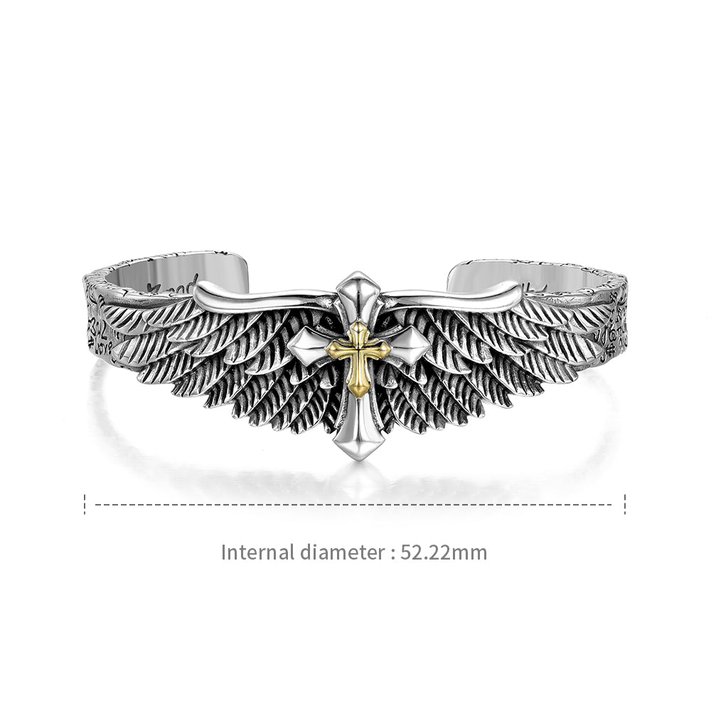 IDEAGEMER Angel Cross Sterling Silver Bracelets