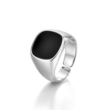 IDAEGEMER Sterling Silver Black Onyx Rings